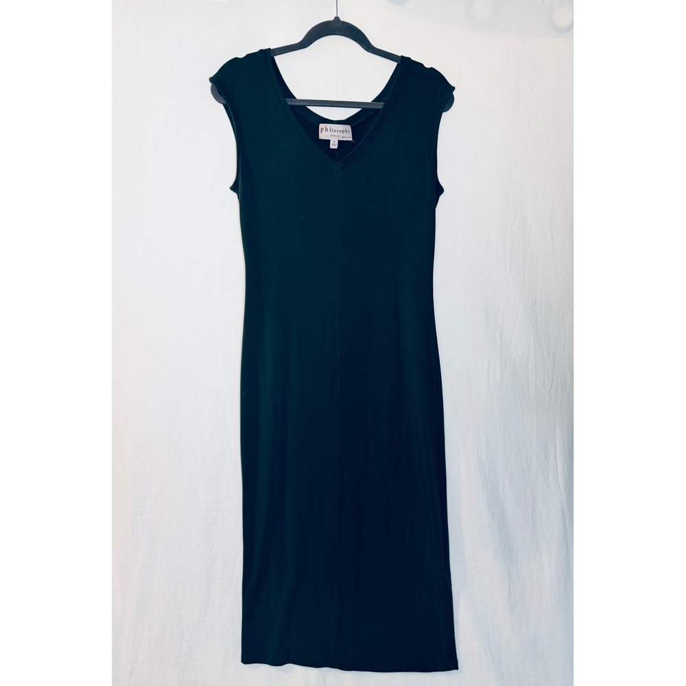 Philosophy Republic Clothing Forest Green V-Neck Sleeveless Midi Sheath Dress S